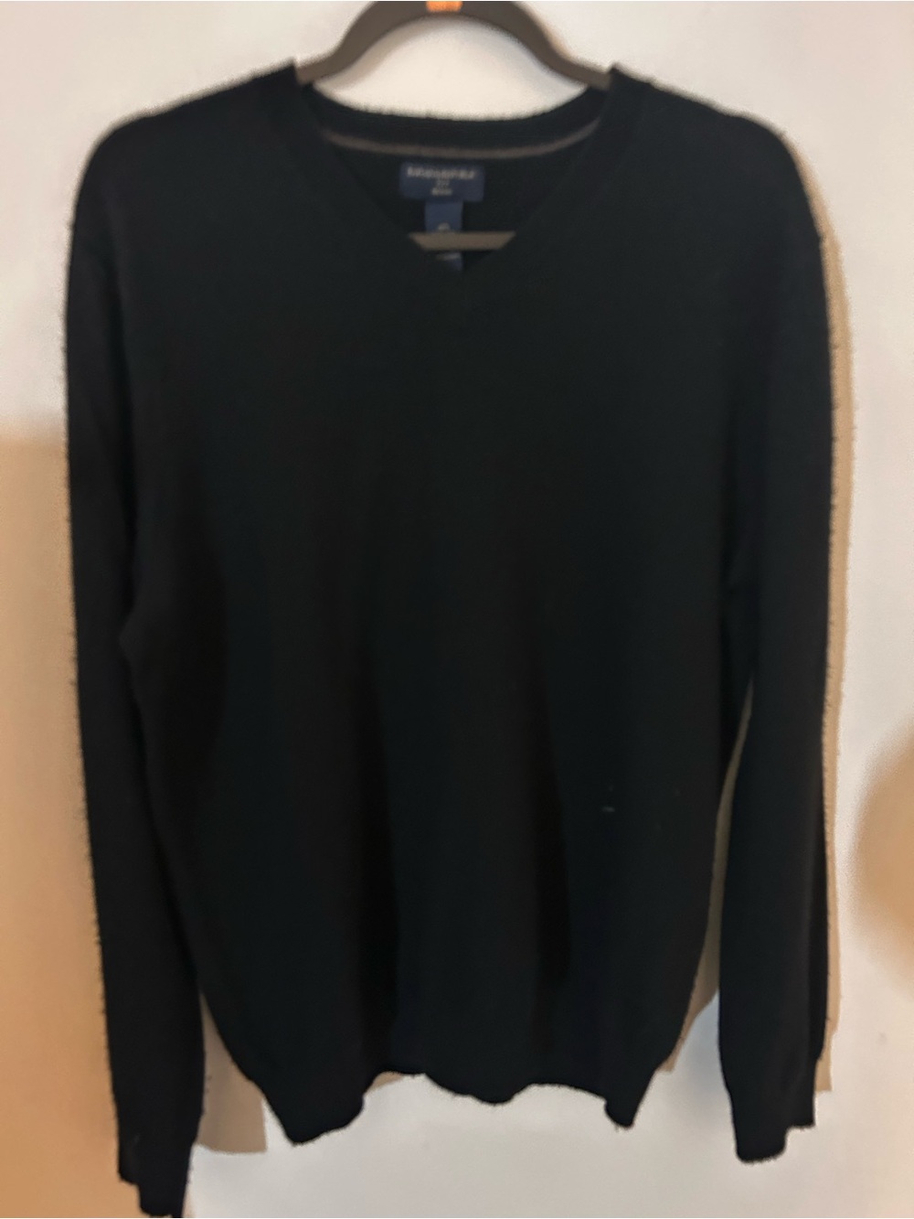 Men's Sz Large Banana Republic Black V Neck Sweater 100% Merino Wool